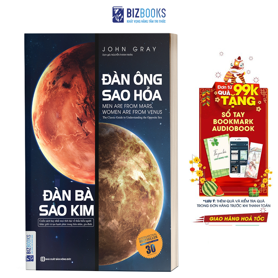 Đàn ông sao hỏa, đàn bà sao kim - bizbooks tặng kèm sách nói và bookmark