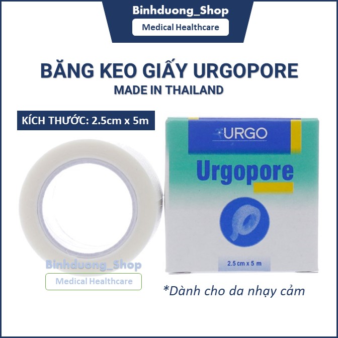 Băng keo giấy Urgopore 2.5cm x 5m Thái Lan dụng cụ sơ cấp cứu dành cho da