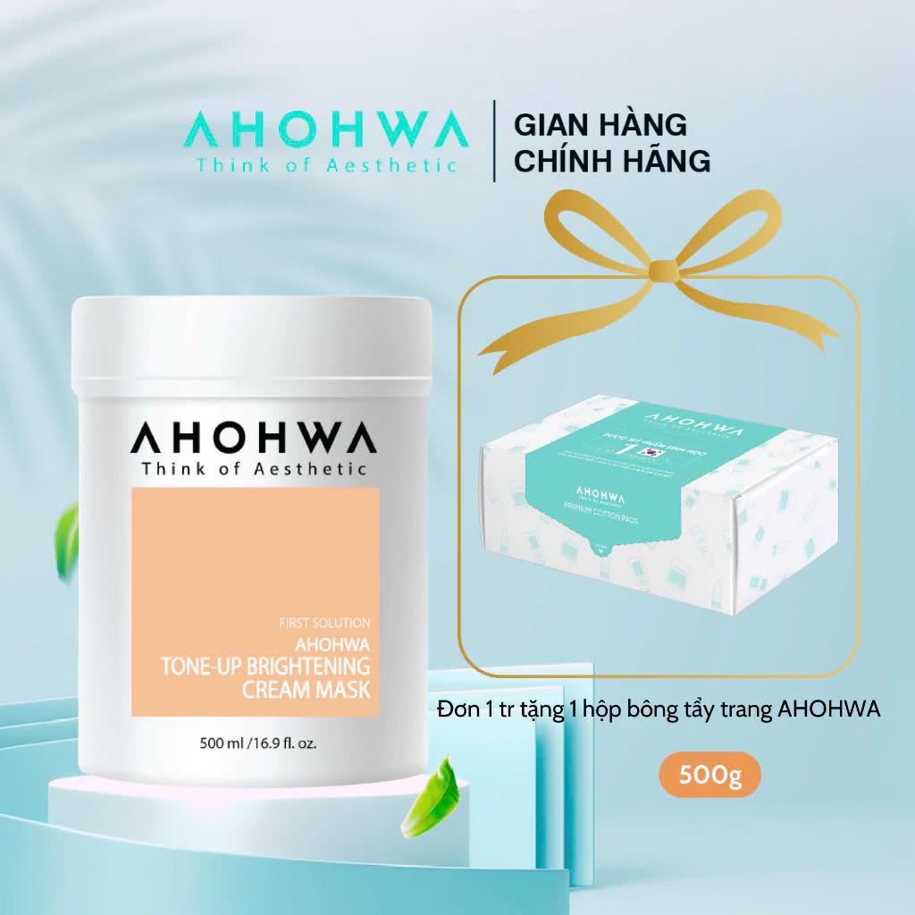 Mặt Nạ Ủ Trắng Dạng Kem AHOHAW Tone-Up Brightening Cream Mask 500g - Dưỡng Da Trắng Sáng Tự Nhiên, Giảm Thâm Nám