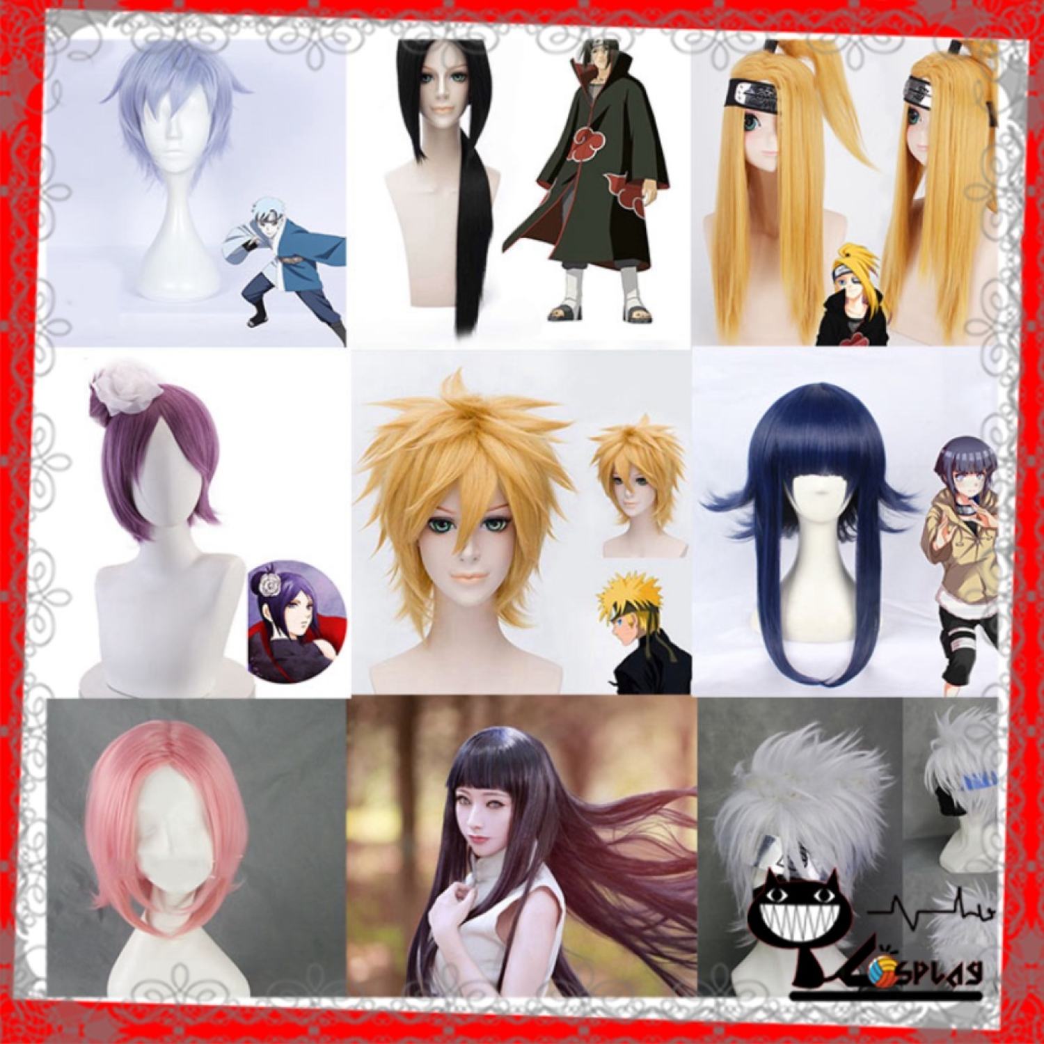 Wig/tóc giả cosplay Itachi/Sakura/Kakashi/Sasuke/Naruto/Hinata/Boruto - Naruto