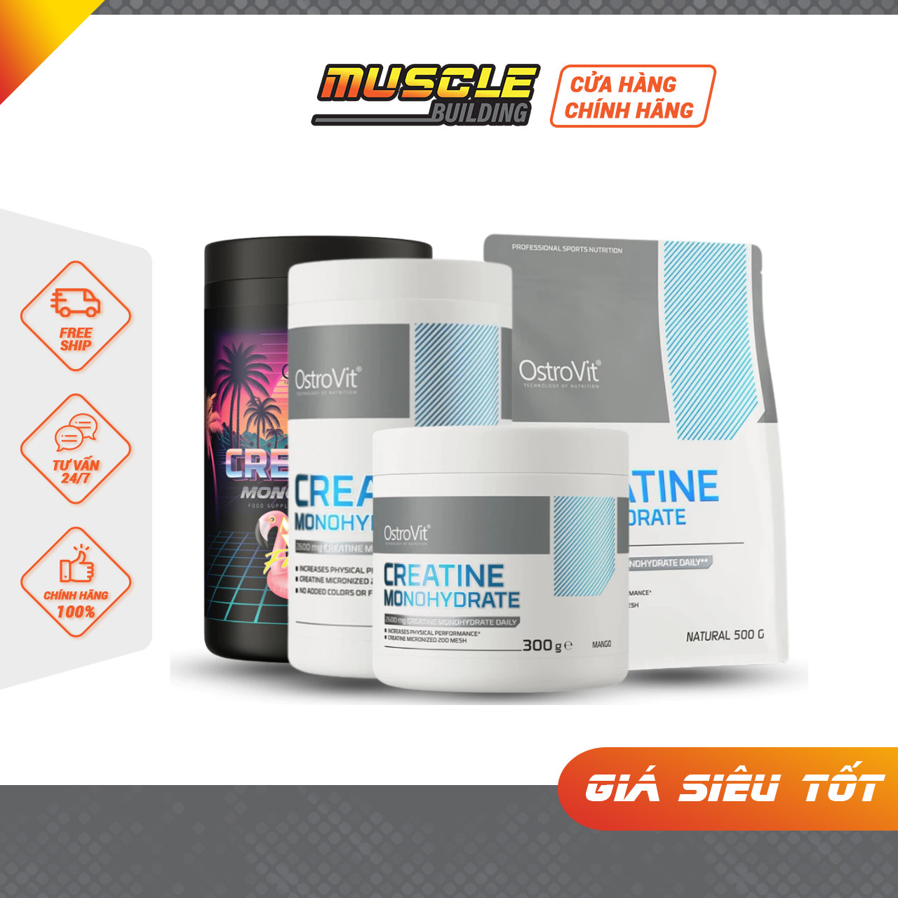 Ostrovit Creatine Tăng Sức Mạnh Cơ Bắp Chuyển Hóa Năng lượng Đốt Mỡ Ostrovit Creatine Monohydrate 500g