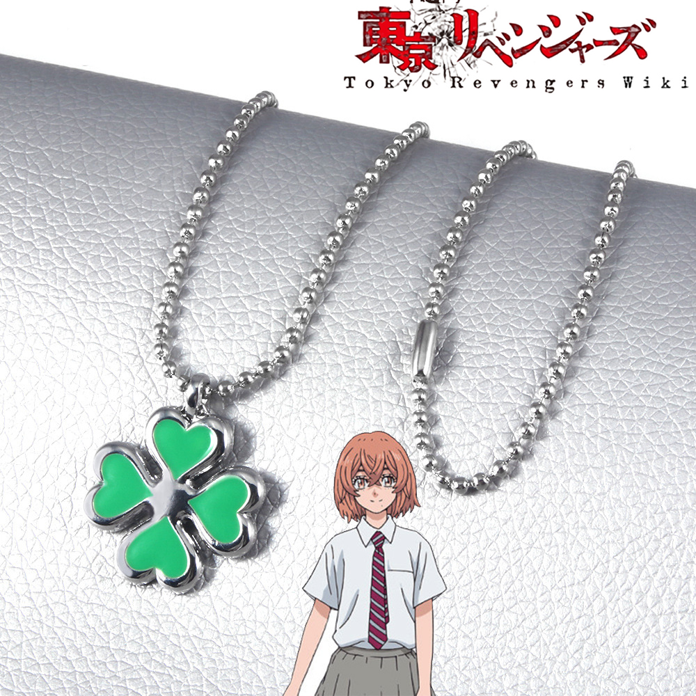 Anime Tokyo revengers Hinata Tachibana bốn lá cỏ ba lá Vòng cổ mặt dây chuyền cho phụ nữ cô gái thời trang may mắn Choker đồ trang sức