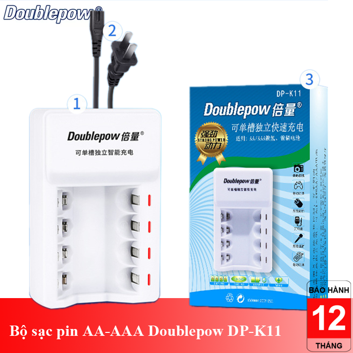 Bộ sạc nhanh 4 pin tiểu pin đũa aa-aaa doublepow dp-k11