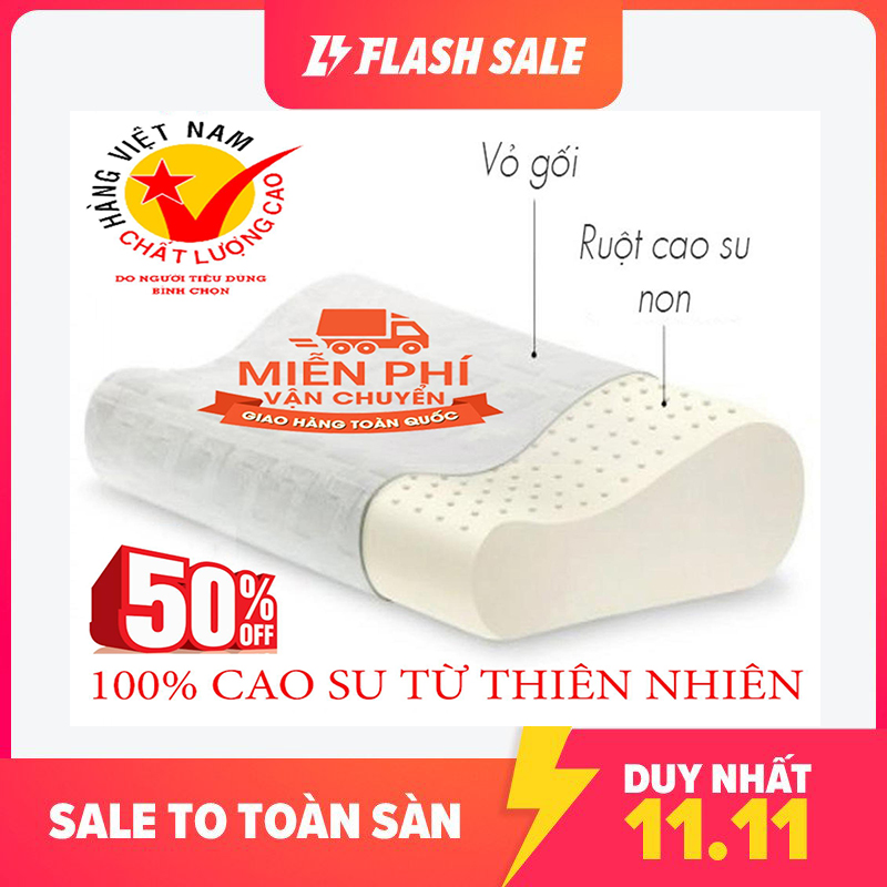 Gối cao su non người lớn. Gối cao su giảm đau mỏi vai gáy. Êm ái - Đàn hồi - Chất lượng.Cao su nguyên chất. Cho bạn giấc ngủ ngon nhất.