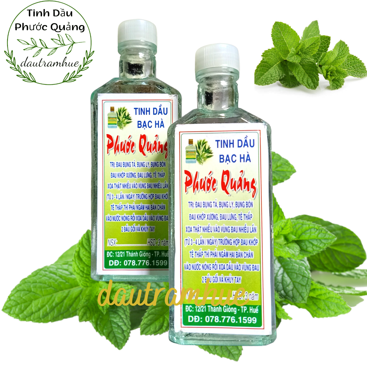 Tinh dầu bạc hà nguyên chất chính gốc huế phước quảng 60ml