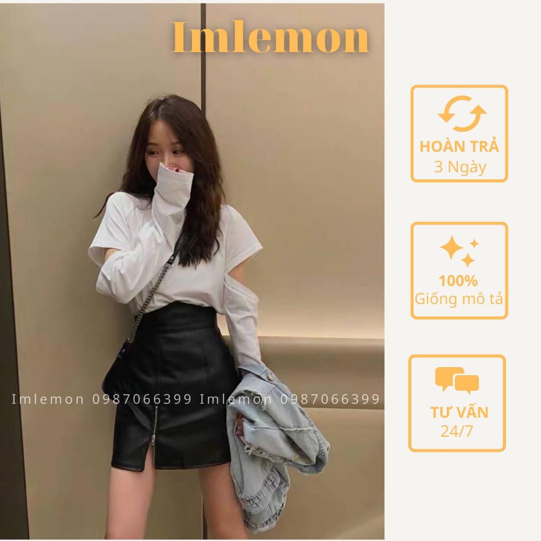 Áo thun croptop đa năng tay nối 3 trong 1 có thể mix tay dài - ngắn tay
