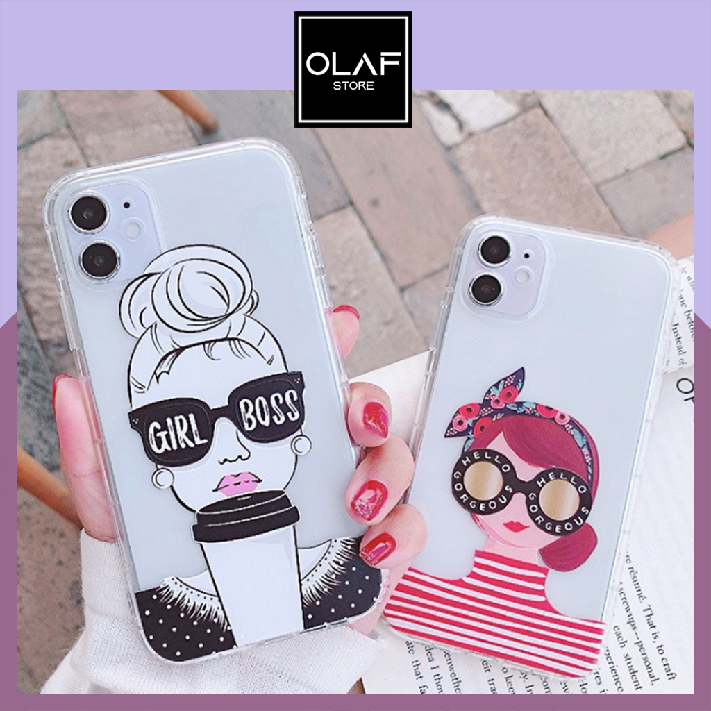 Ốp iPhone trong dẻo cặp đôi Girl Boss phong cách Hàn Quốc. Dành cho SE/7/7plus/8/8plus/X/XS/XsMax/11/11ProMax