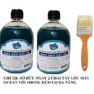 Combo 2 chai chất tẩy lốc máy, đầu bò xe, tẩy sắt thép nhôm han rỉ Ocean 1000ml chỉ 88k tặng kèm cọ cán nhựa đa năng