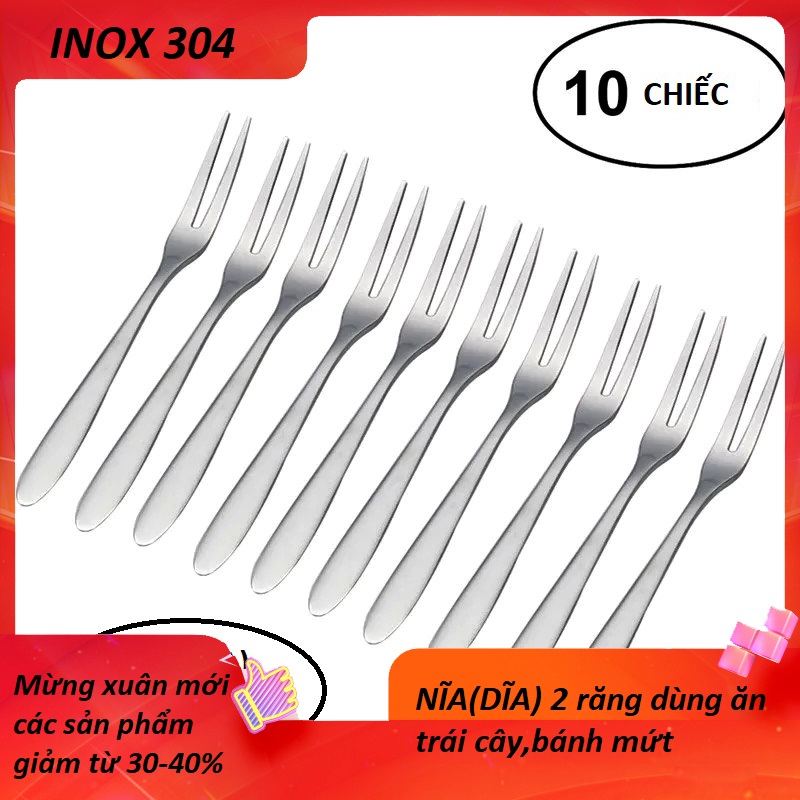 [HCM] -  Combo 10 Chiếc Nĩa INOX 304 Dùng Ăn Trái Cây Bánh Mứt (hoàn tiền nếu không đúng inox 304)
