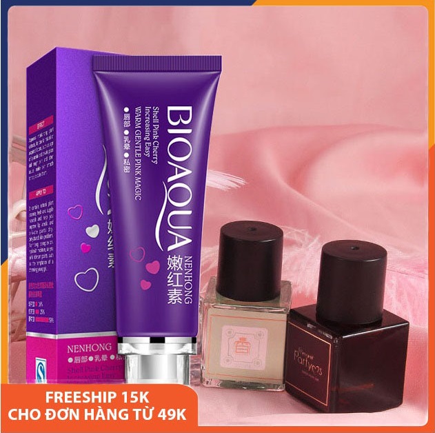 Combo làm đẹp và chăm sóc vùng kín: Kem làm hồng môi, nhũ hoa vùng kín Bioaqua + Nước hoa vùng kín cho cô bé chính hãng Romantic Party khử mùi hôi, tạo mùi thơm, nước hoa xịt vùng kín nữ mini cao cấp Melystore SPU222