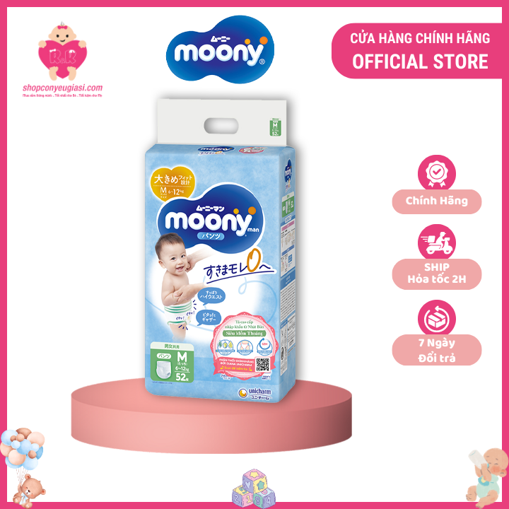 Tã - bỉm quần moony m52 không quà - tã quần moony nhật giá sĩ tại tphcm