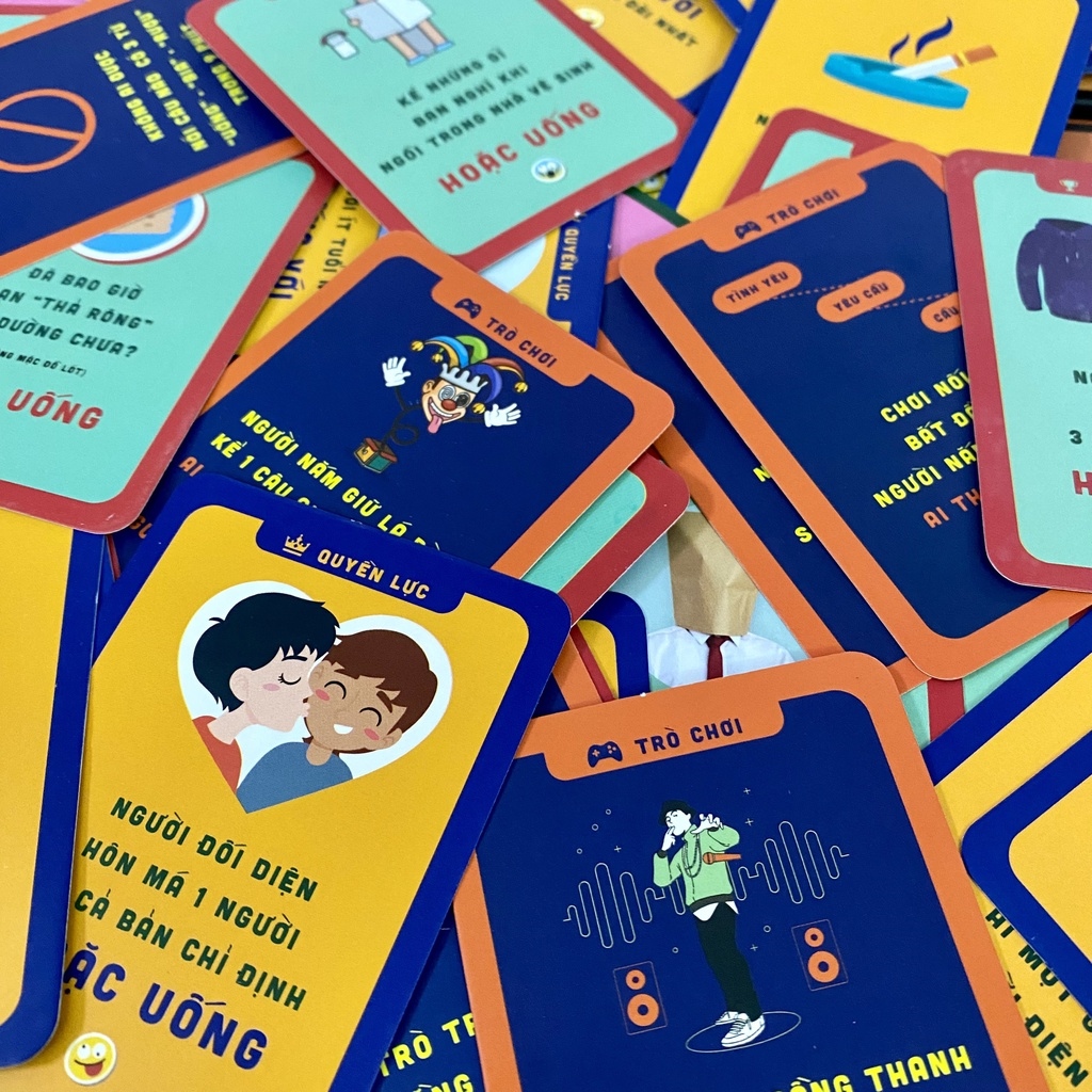 ❅ ̅ Bộ bài drinking game nốc out thẻ bài huệ uống thử thách cùng bạn bè cho nhóm cặp đôi 100 lá U Là Trời Temo Toys
