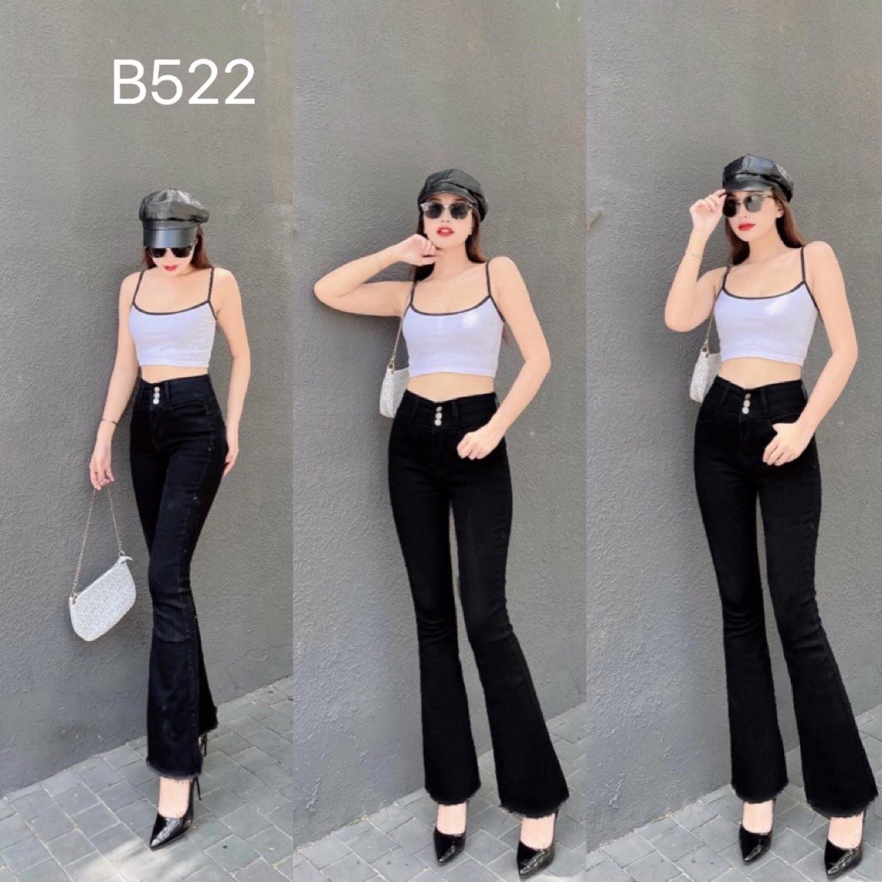 Quần jeans nữ ống loe dài lưng cao siêu tôn dáng tuyệt đẹp