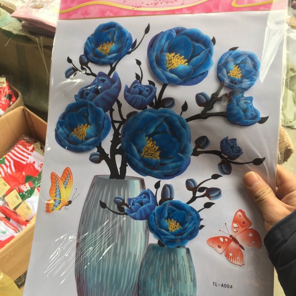 Tranh hoa 3d trang trí cao cấp dính mọi chỗ