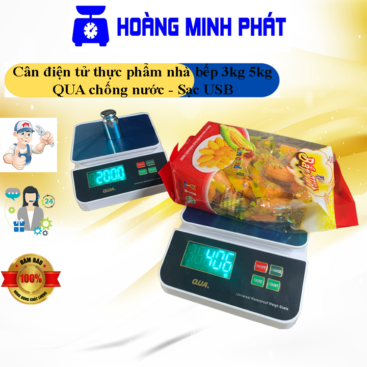 Cân Mini Cân Nhà Bếp 5kg 3kg QUA Sạc Pin Siêu Chính Xác Bảo Hành 1 Năm [ CÂN HOÀNG MINH PHÁT ]