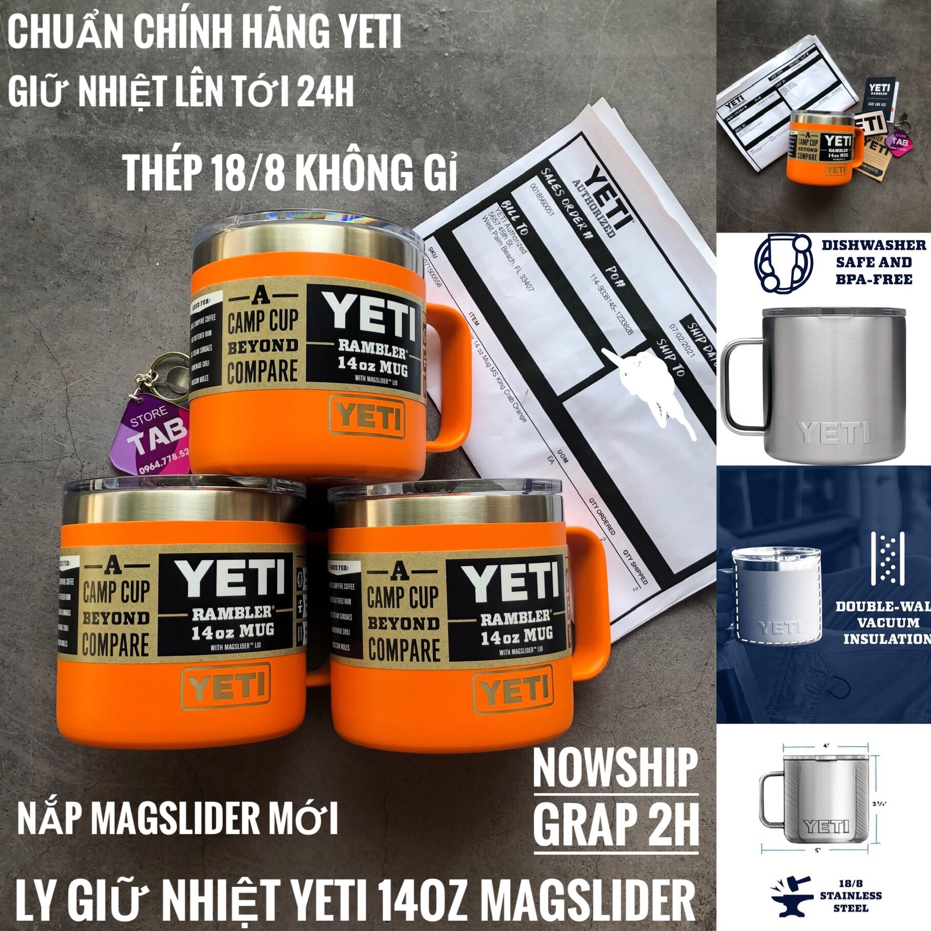 Ly Giữ Nhiệt Yeti Rambler 14oz Mug Nắp Magslider Mới 2021 Yeti