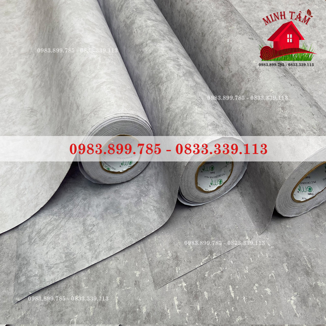 Giấy dán tường xi măng - Decal dán tường xi măng khổ 1.2m có keo sẵn bóc dán