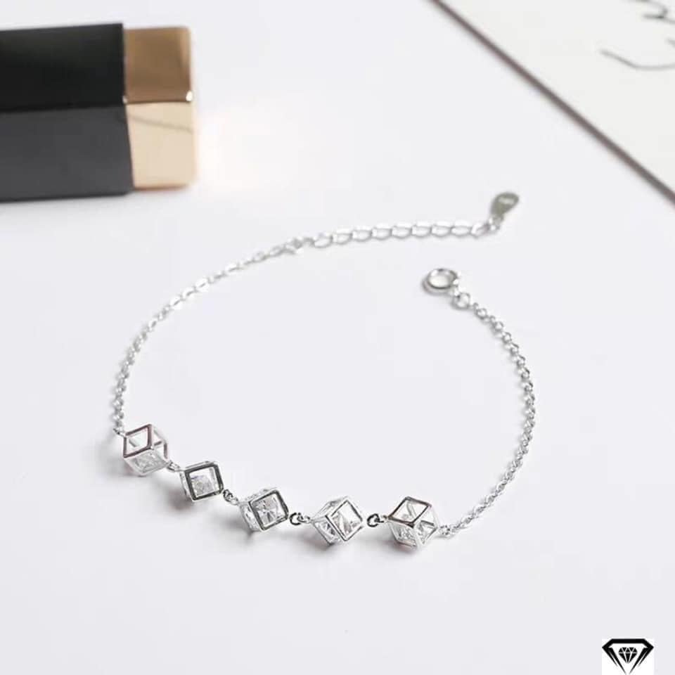 lắc tay bạc ta hình hộp có giấy đảm bảo