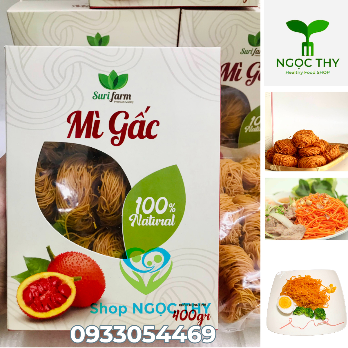 Mì gấc surifarm 400g, mì rau củ hữu cơ từ đà lạt.