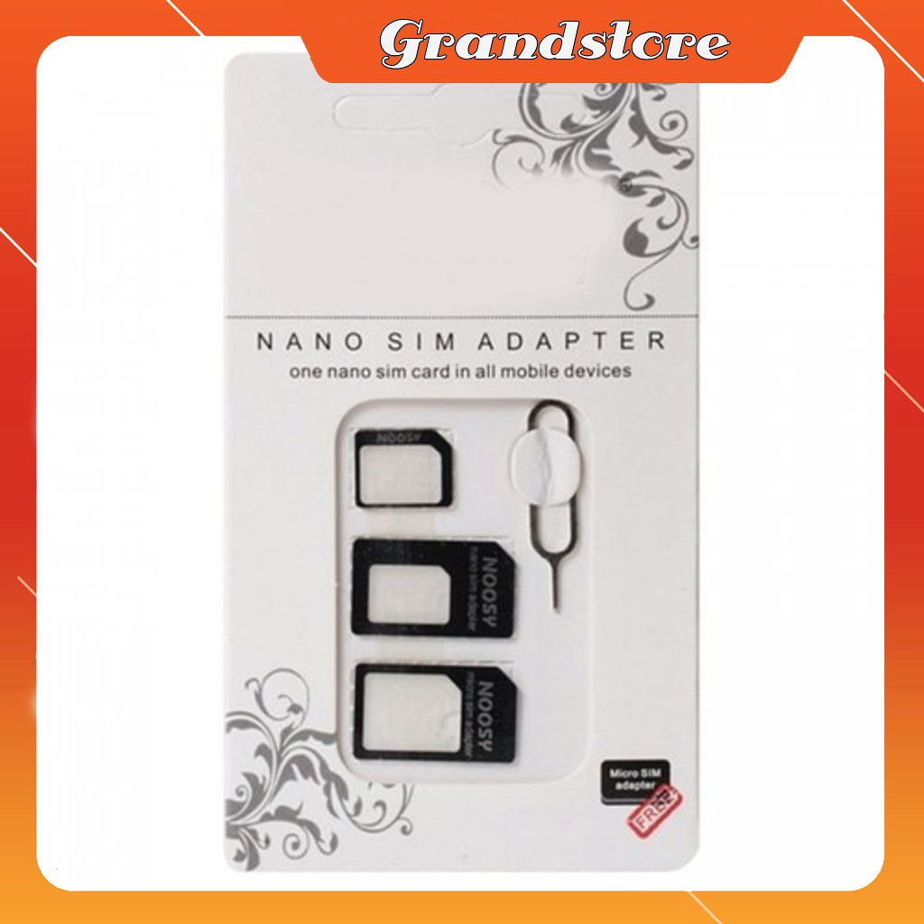 Bộ chuyển đổi Nano Sim adapter 3in1 Noosy kèm cây lấy sim