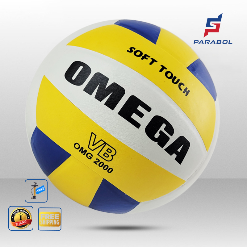 Bóng Chuyền Da Chính Hãng OMEGA2000 - Tặng bơm, kim bơm, túi lưới - Quả bóng chuyền tiêu chuẩn cho người mới tập