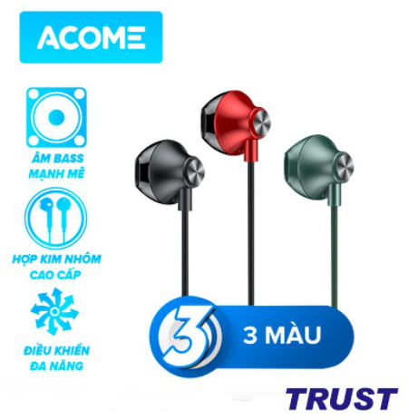 Tai nghe nhét tai acome aw05 âm thanh hd cổng kết nối 3.5mm - bảo hành 12 tháng