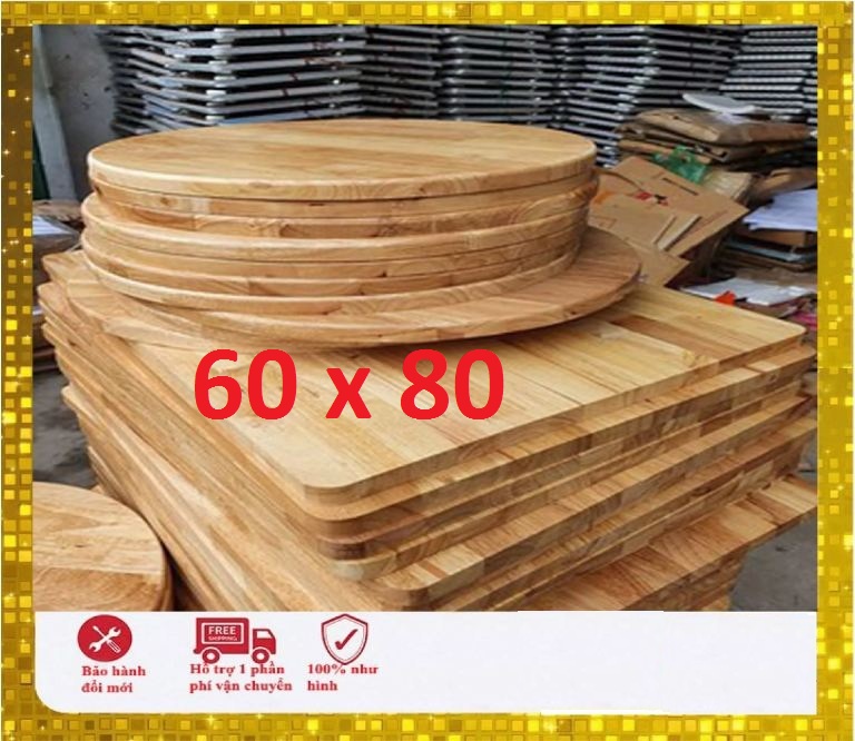 (Giá Tại Xưởng) Mặt bàn gỗ cao su 80 x 60 cm đã sơn lót,phủ bóng bề mặt và bo góc cạnh