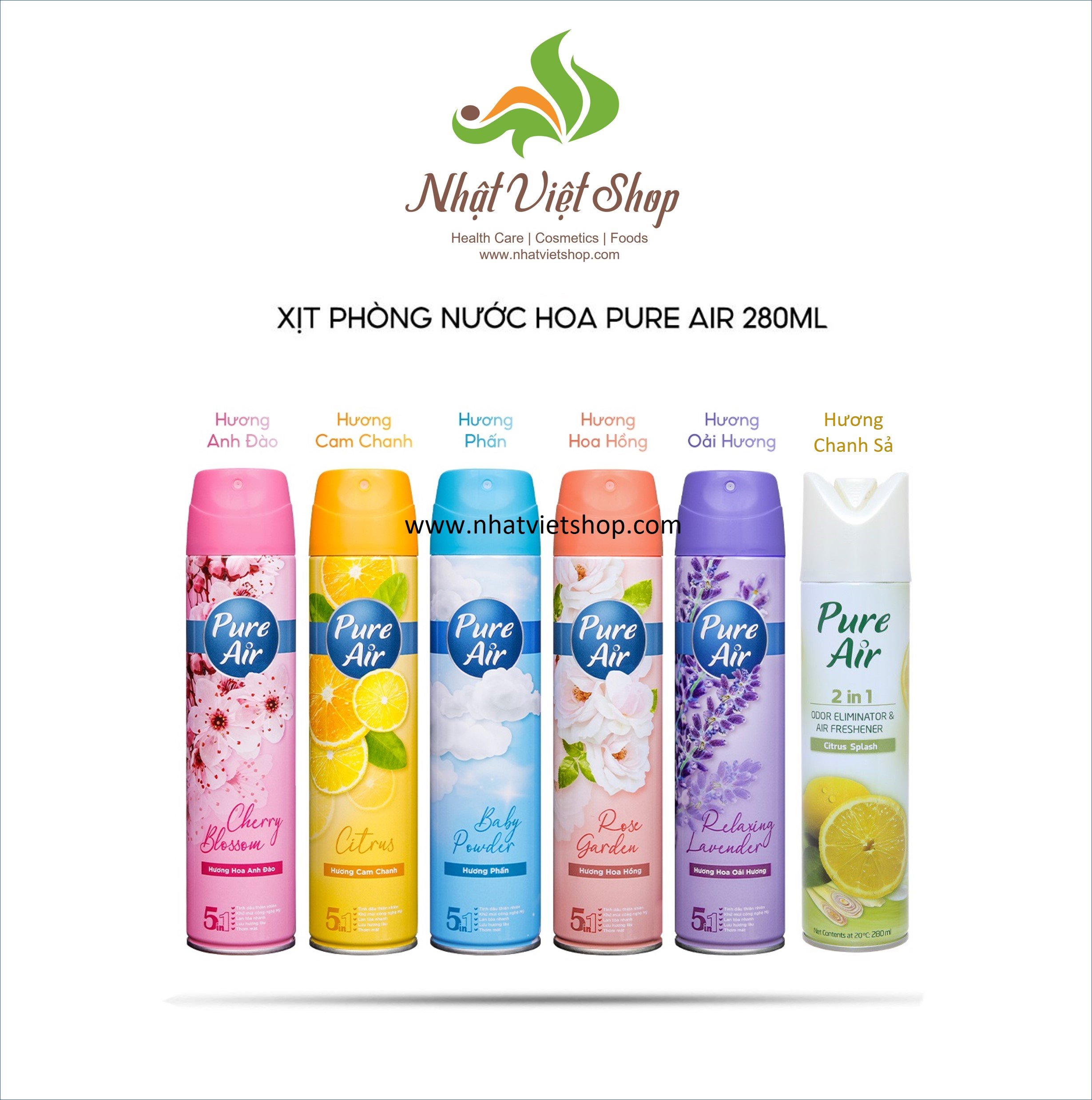 Combo 02 chai xịt thơm phòng nước hoa pure air