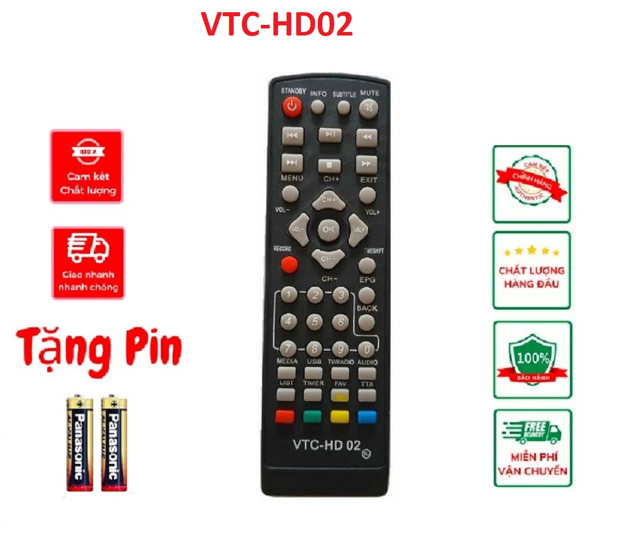 Điều khiển đầu vtc-hd02 ,remote đầu thu kỹ thuật số vtc hd02