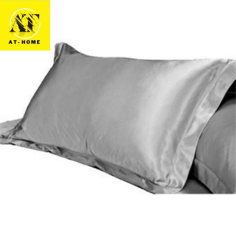 Áo gối nằm Vỏ gối nằm phi lụa loại 1 cao cấp mát sang AT - Home màu xám