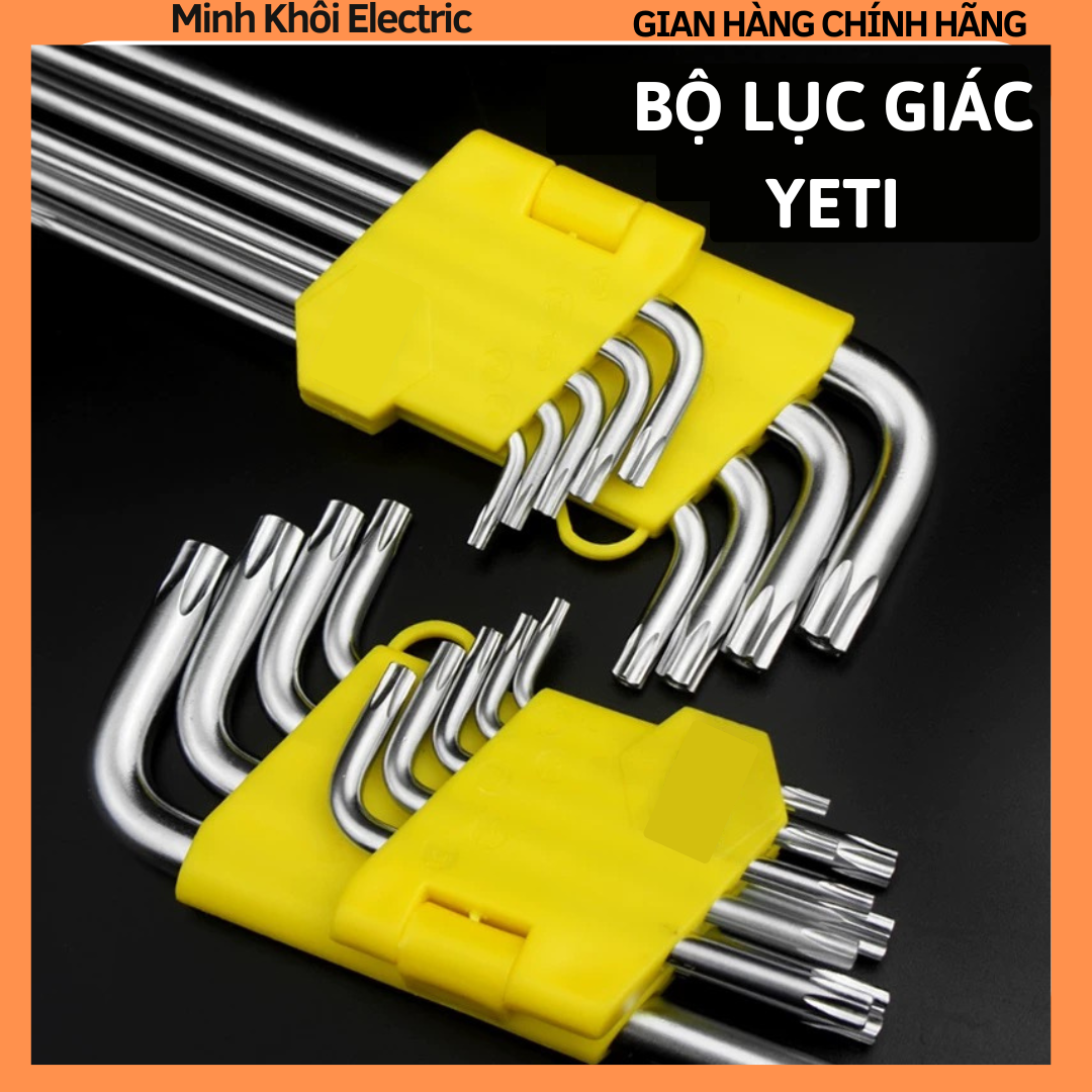 Bộ lục giác bi Yeti 9 cây đa năng, bộ lục giác bông hoa thị, hoa khế yeti thép không gỉ, cây lục giác đầu bi,bộ hoa thị yeti