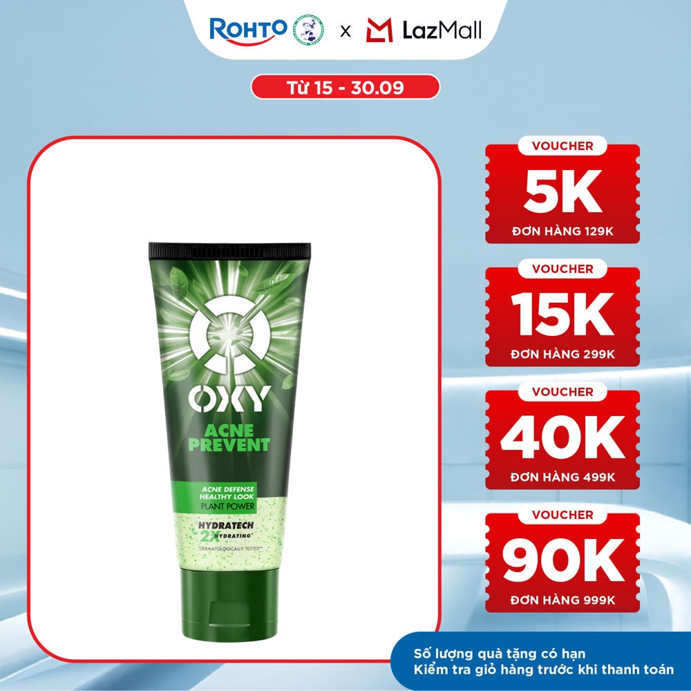 Sữa rửa mặt cho nam Oxy sạch sâu ngừa mụn, dạng gel Oxy Acne Prevent 100g