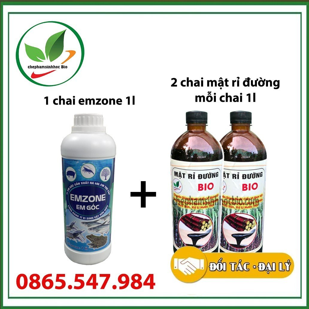 Combo 1 lít chế phẩm sinh học emzone và 2 lít rỉ mật đường. ủ thành 40 lít em thứ cấp dùng trong thủy sản.