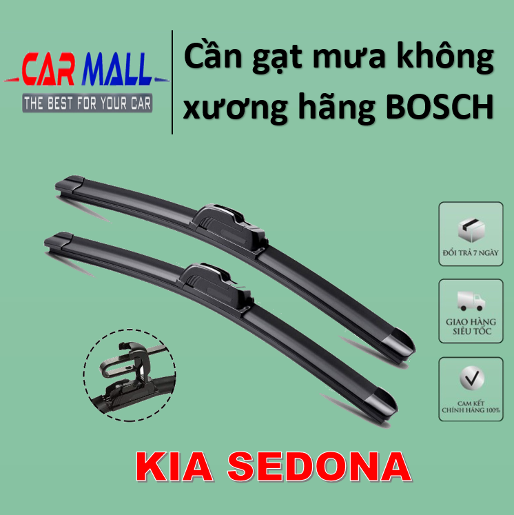 Cần gạt mưa trước KIA SEDONA không xương Silicone hãng BOSCH, cần gạt mưa, lưỡi gạt mưa, chổi gạt mưa
