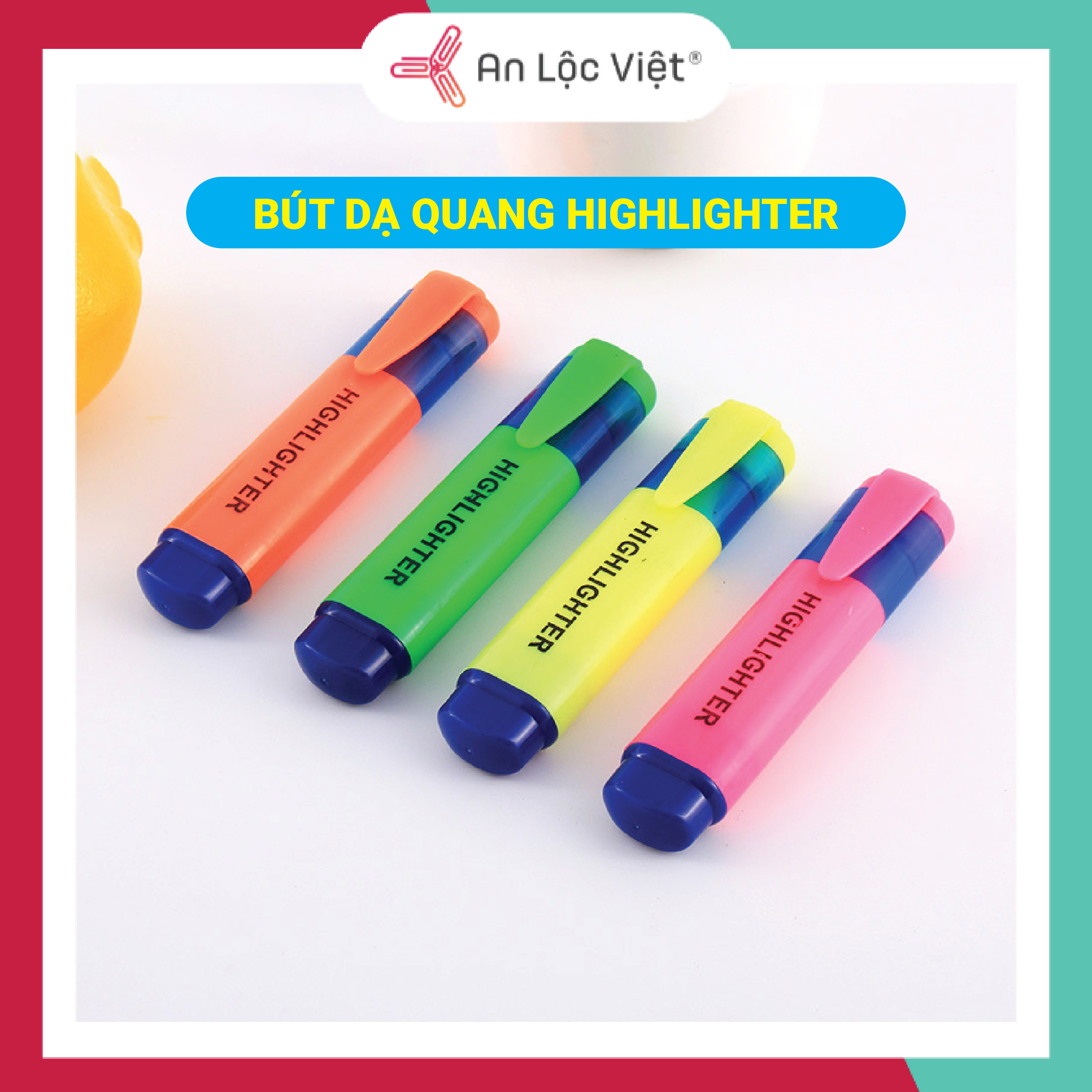 Vỉ 4 cây Bút dạ quang Highlighter, bút đánh dấu