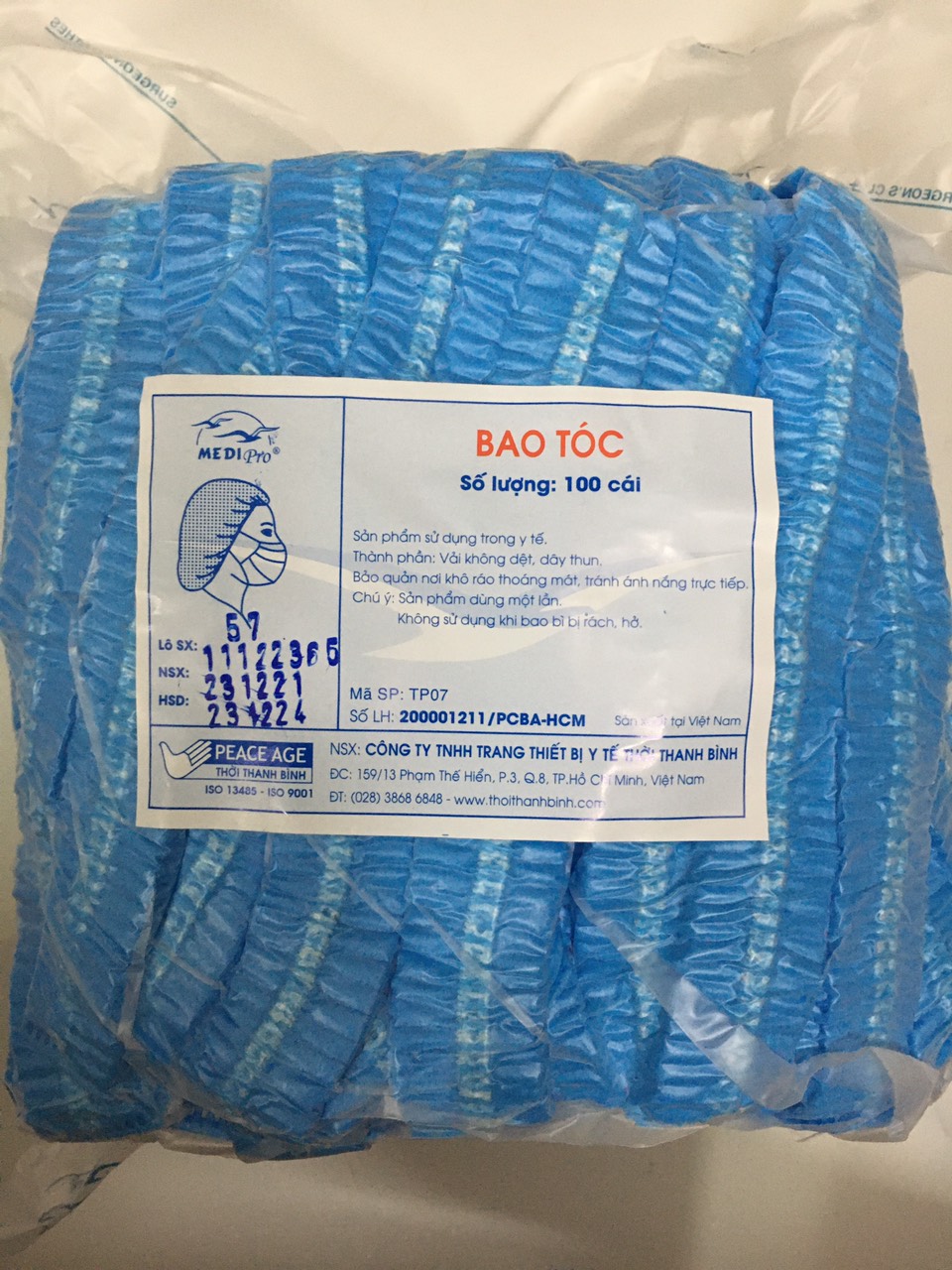 Bao trùm đầu tóc Y tế Medipro cao cấp hút chân không - Mũ trùm đầu tóc, Nón trùm đầu, Nón y tế, nón con sâu, mũ trùm tóc, nón trùm tóc
