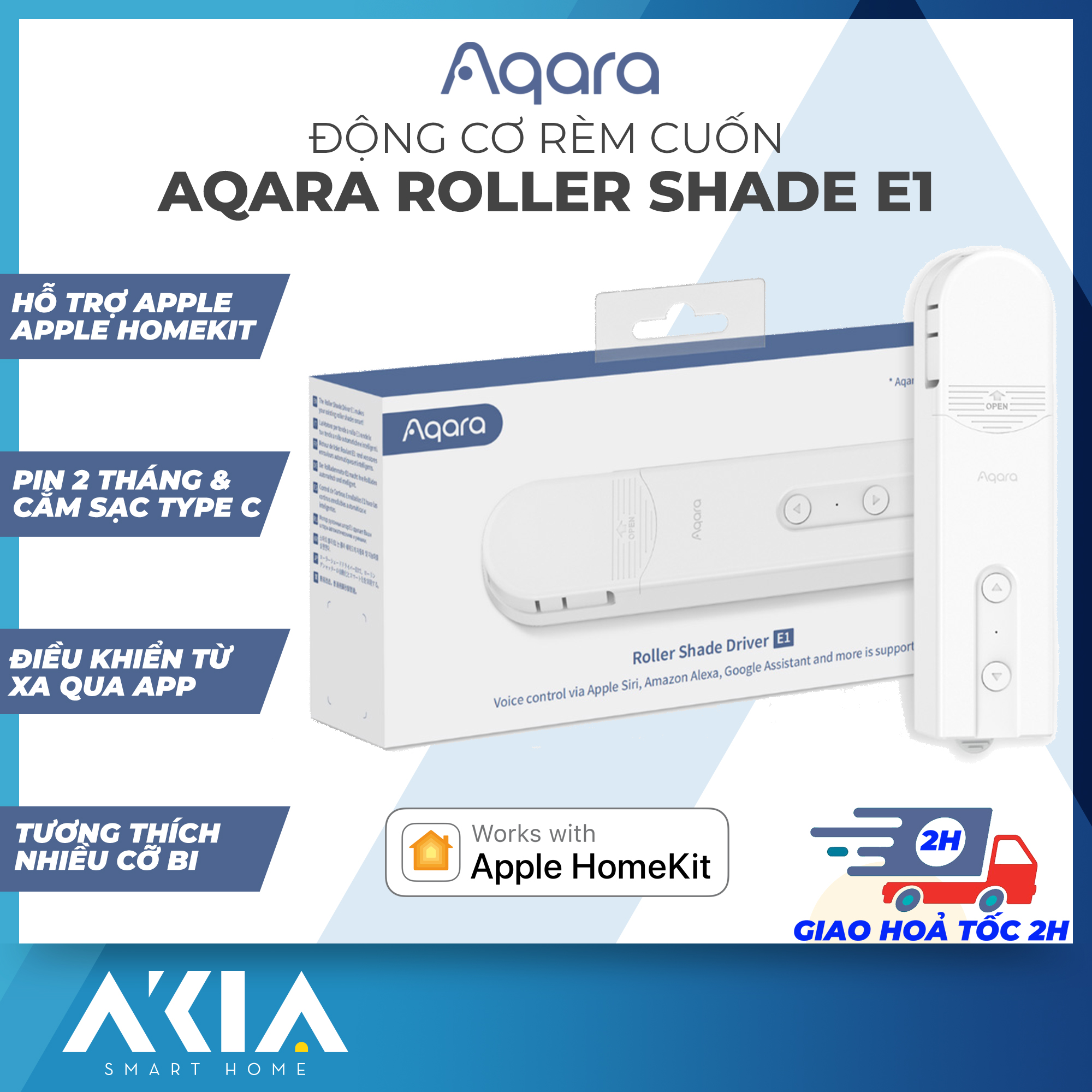 Điều khiển rèm tự động Aqara E1, phù hợp cho rèm cuốn cửa sổ