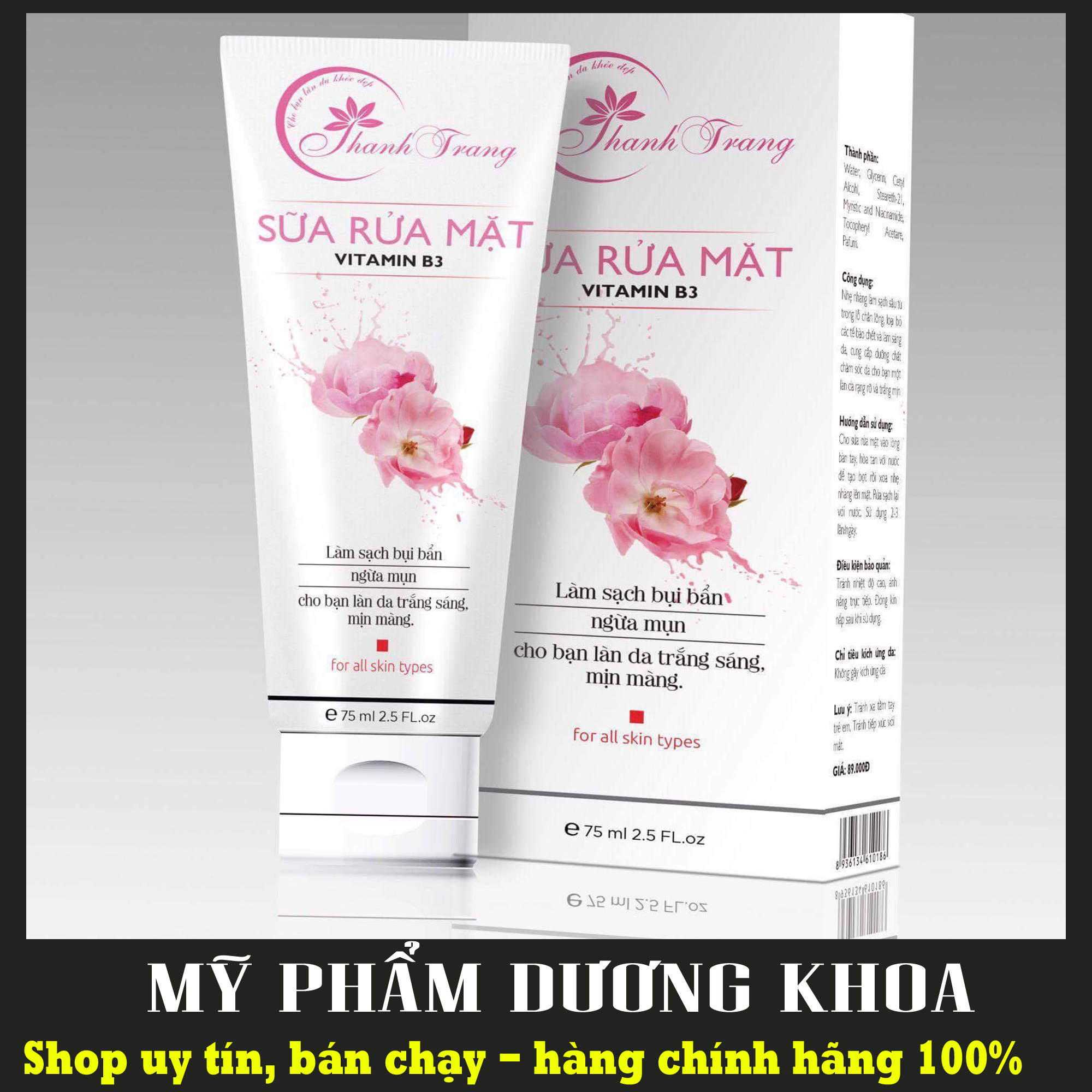 Chính hãng - sữa rửa mặt vitamin b3 thanh trang