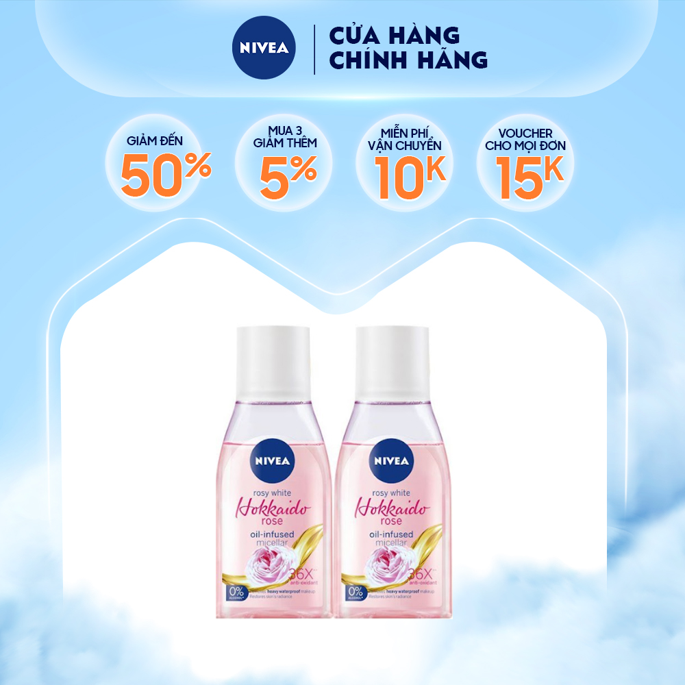 Combo 2 Nước tẩy trang chiết xuất hoa hồng Nivea radiance Hokkaido rose oil-infused 125ml 84998