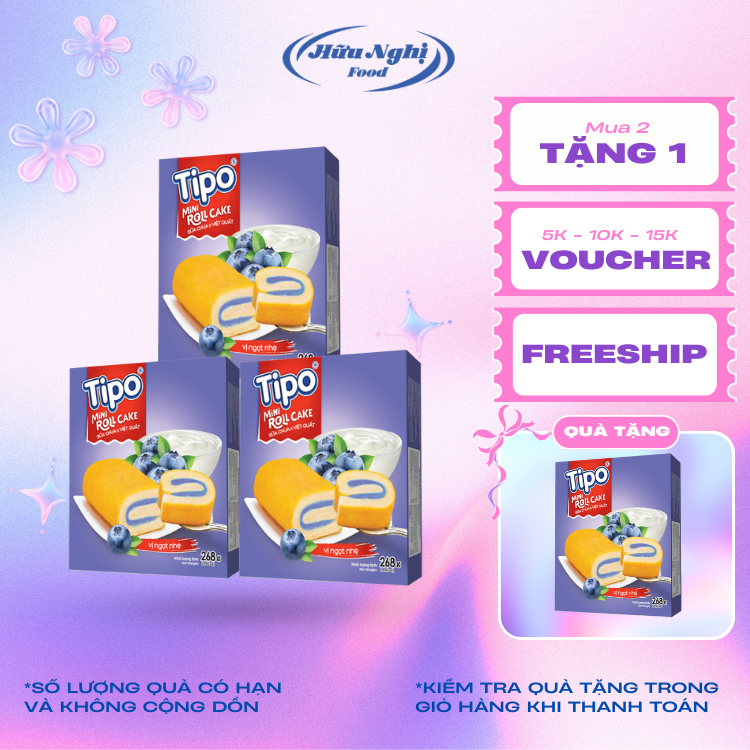 COMBO 3 hộp Bánh Tipo Bông Lan Sữa Chua Việt Quất 268g