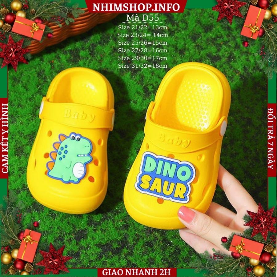 Dép sục cho bé trai bé gái màu vàng họa tiết khủng long dễ thương cho bé 1, 2, 3, 4, 5 tuổi đi trong nhà đi biển siêu xinh D55