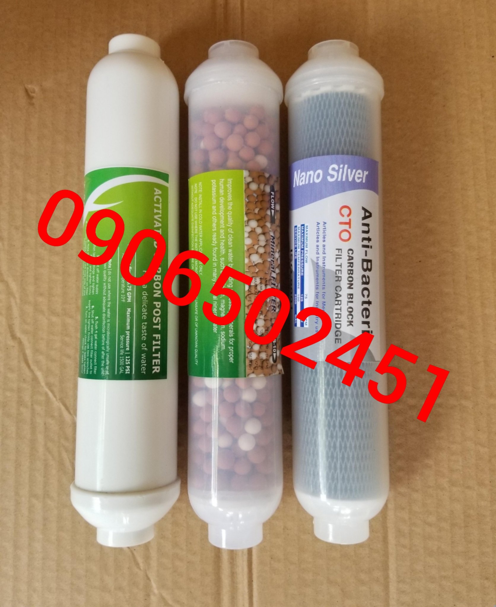 [HCM]Bộ 3 Lõi lọc nước số 5 6 7 (T33 CW- BIO - NANO SILVER) dùng cho máy RO