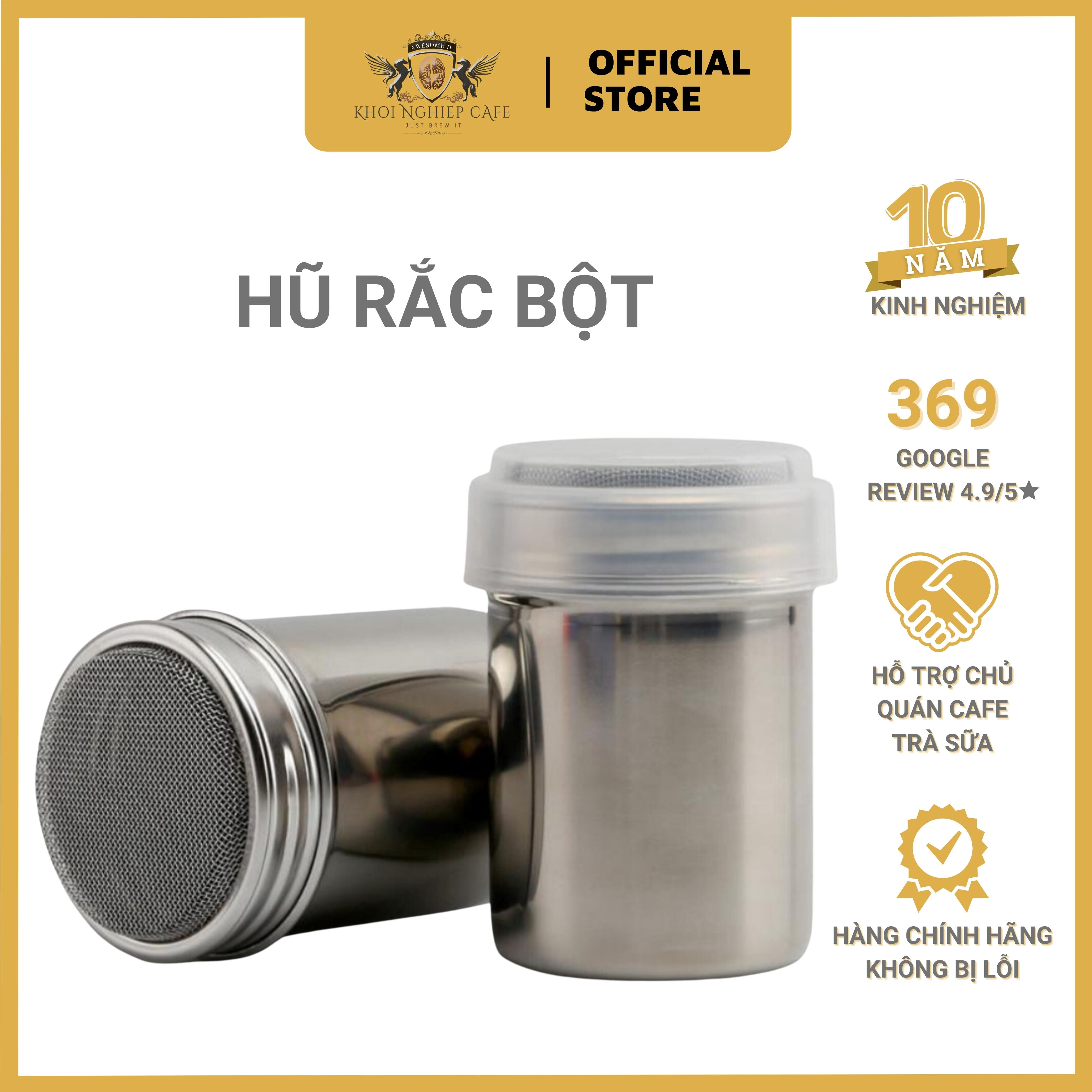 Powder dispenser Hũ rắc bột socola 200ml Hũ rắc bột matcha Hũ rắc bột có nắp đậy Hũ rắc bột inox