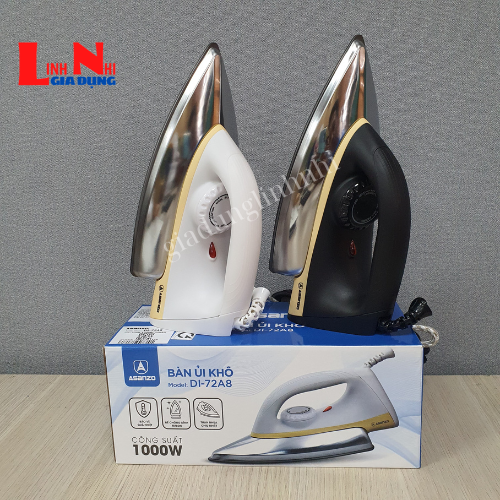 Bàn Ủi Khô Asanzo DI-72A8( đen),Công Suất 1000W, Đế Chóng Dính Cao Cấp, Kiểu Dáng Trang Nhã