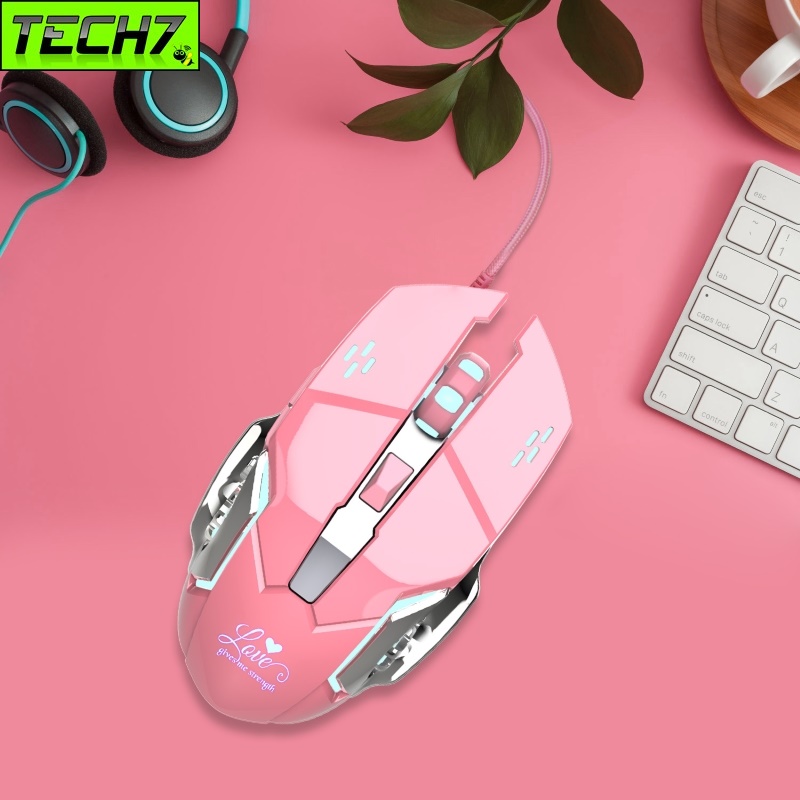 Chuột led 3200 dpi gaming mouse x500 pink