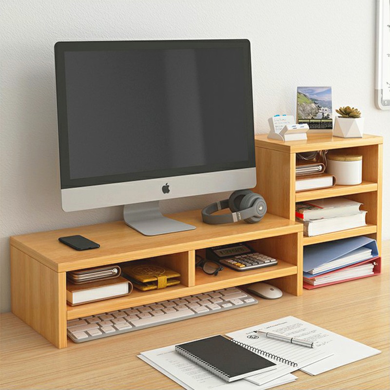 Kệ để máy tính, laptop - kệ gỗ kê màn hình để bàn 2 tầng - kệ để đồ decor - kệ gỗ để màn hình máy tính