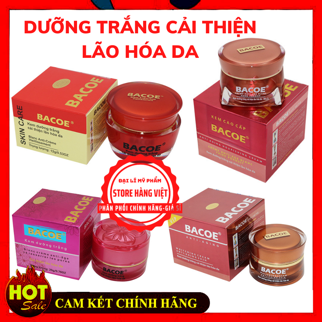 KEM BACOE DƯỠNG TRẮNG CẢI THIỆN LÃO HÓA DA - KEM DƯỠNG TRẮNG CẢI THIỆN LÃO HÓA DA BACOE 12g-20g-30g-40g - KEM BACOE DƯỠNG ẨM TRẮNG DA