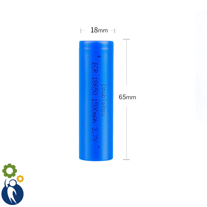 Pin 18650 1500mah chuẩn dung lượng hàng nội địa trung quốc thương hiệu doublepow - đầu bằng