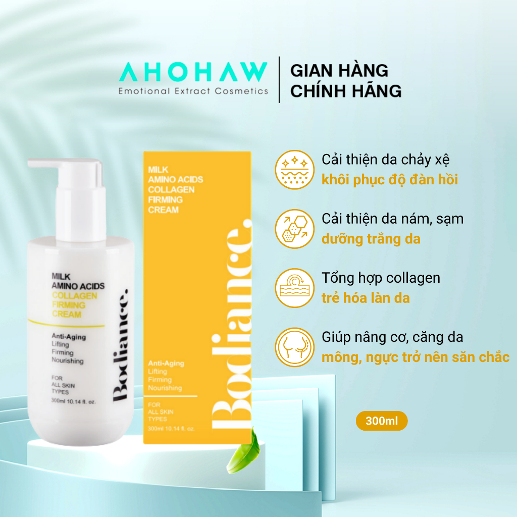 Kem Dưỡng body Collagen Firm Cream Bodiance, tăng dưỡng chất, tăng xinh collagen chống lão hóa, Nâng cơ và săn chắc da 300ml