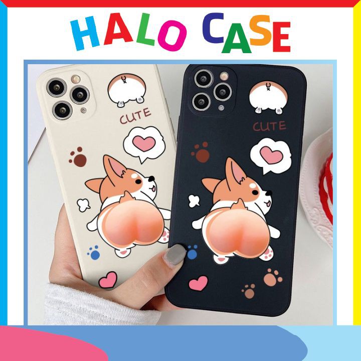 Ốp lưng iphone cạnh vuông corgi đào bóp siêu kute 6/6plus/6s/6splus/7/7plus/8/8plus/x/xr/xs/11/12/pro/max/plus/promax